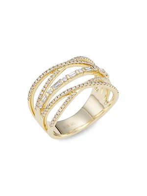 14K Yellow Gold & 0.45 TCW Diamond Stacked Ring