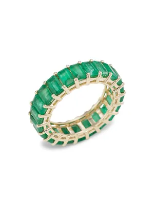 14K Yellow Gold & Emerald Eternity Ring