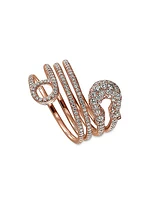 Safety Pin 18K Rose Gold And Diamond Full Pavÿ© Ring