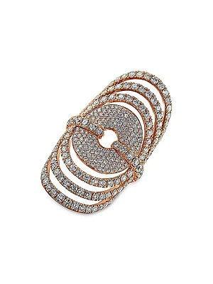 Agate 18K Rose Gold And Diamond Cocktail Ring