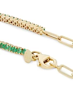 14K Gold & Emerald Half-&-Half Tennis Bracelet