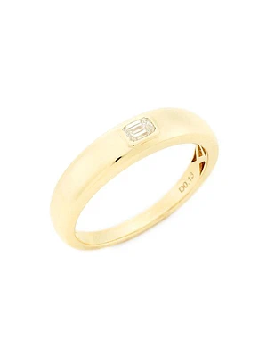 14K Yellow Gold & Emerald-Cut 0.12 TCW Diamond Dome Ring