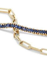 14K Yellow Gold & Blue Sapphire Half-&-Half Tennis Bracelet