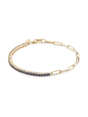 14K Yellow Gold & Blue Sapphire Half-&-Half Tennis Bracelet