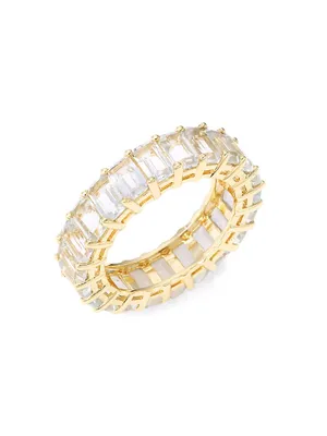 14K Yellow Gold & White Topaz Eternity Ring