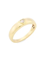 14K Yellow Gold & Heart-Shaped 0.12 TCW Diamond Dome Ring