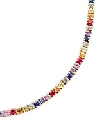 14K Gold & Half Rainbow Sapphire Tennis Bracelet