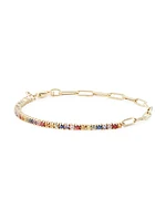 14K Gold & Half Rainbow Sapphire Tennis Bracelet