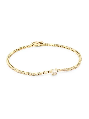 14K Yellow Gold & 1.07 TCW Diamond Solitaire Heart Tennis Bracelet