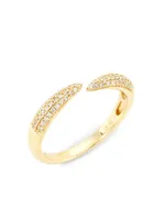 14K Yellow Gold & 0.19 TCW Diamond Pavé Claw Ring