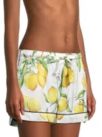 Two-Piece Citrus Print Short Pajama Set