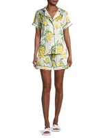 Two-Piece Citrus Print Short Pajama Set