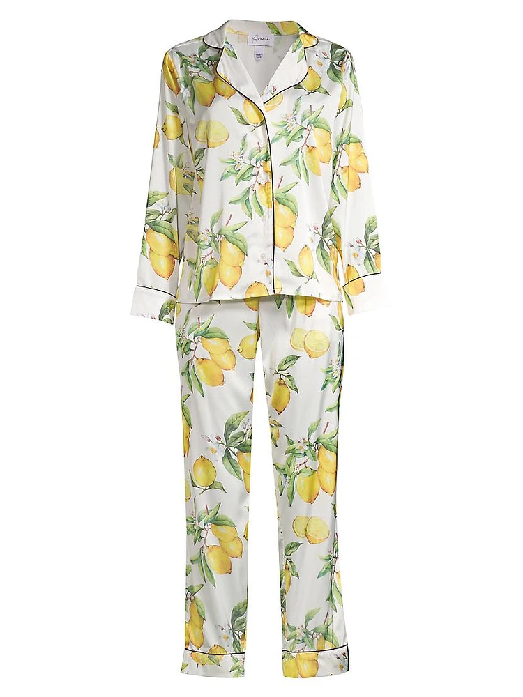 Two-Piece Citrus Print Pajama Set