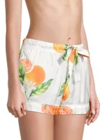 Two-Piece Orange & Grapefruits Print Shorts Pajama Set