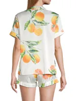 Two-Piece Orange & Grapefruits Print Shorts Pajama Set