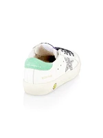 Little Girl's Ma Glitter Star Leather Low-Top Sneakers