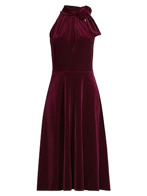 Audrey Velvet Tie-Neck Midi Dress