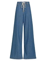 High-Rise Drawstring-Waist Wide-Leg Jeans