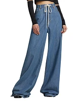 High-Rise Drawstring-Waist Wide-Leg Jeans