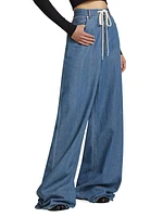 High-Rise Drawstring-Waist Wide-Leg Jeans