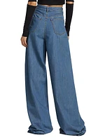 High-Rise Drawstring-Waist Wide-Leg Jeans