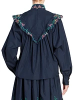 Embroidered Bib Blouse