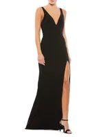 Matte Jersey V-Neck Gown