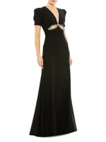 leena Rhinestone Cutout Sheath Gown