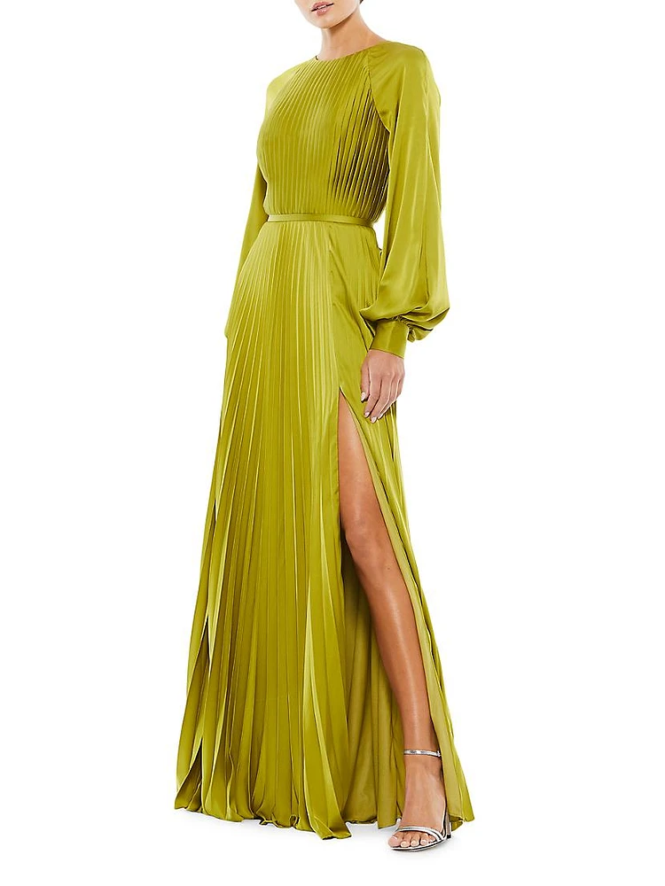 Ieena Pleated A-Line Chiffon Gown