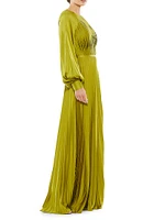 Ieena Pleated A-Line Chiffon Gown