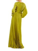 Ieena Pleated A-Line Chiffon Gown