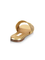 Girl's Metallic Leather Slide Sandals