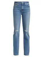 Sabine Distressed Straight-Leg Jeans