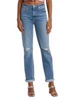 Sabine Distressed Straight-Leg Jeans