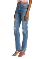 Sabine Distressed Straight-Leg Jeans