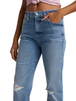 Sabine Distressed Straight-Leg Jeans