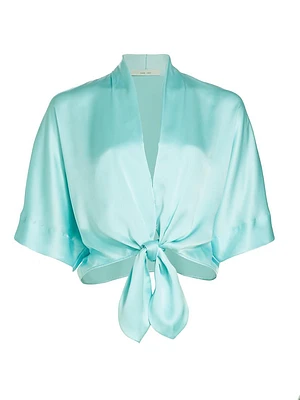 Dolman Tie-Front Silk Blouse