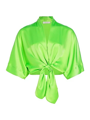 Dolman Tie-Front Silk Blouse