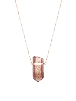 Crystalline 14K Rose Gold & Smoky Quartz Pendant Necklace