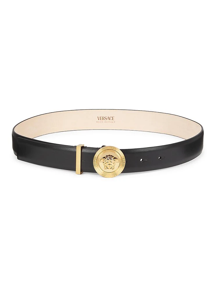 Medusa Medallion Leather Belt