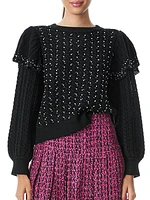 Rosi Pearl-Embellished Cable Knit Sweater