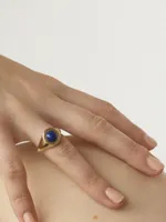 Paradis Maya Goldtone & Lapis Signet Ring