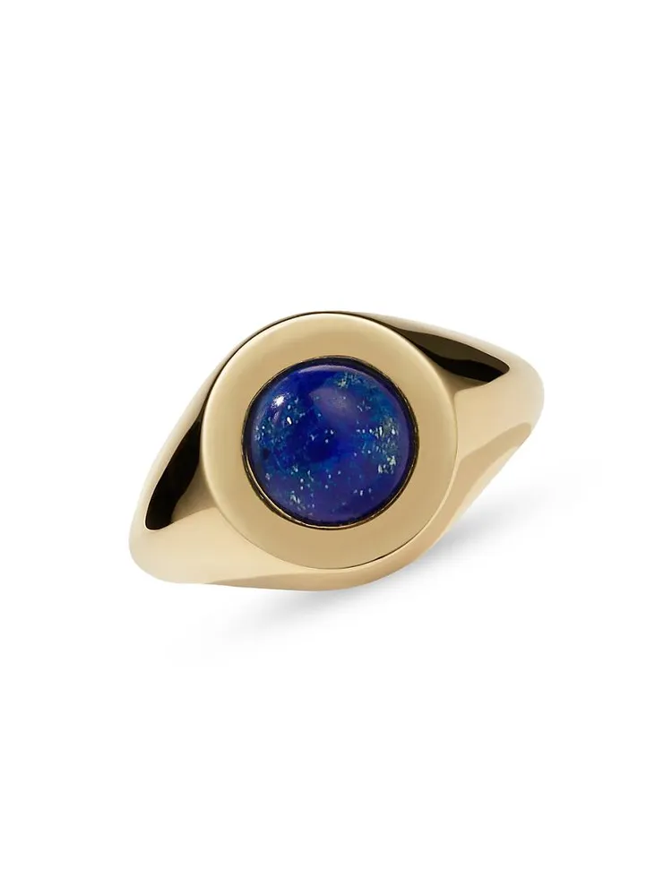 Paradis Maya Goldtone & Lapis Signet Ring