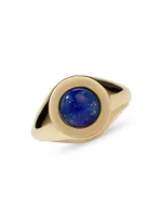 Paradis Maya Goldtone & Lapis Signet Ring