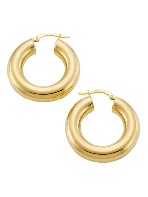 14K Yellow Gold Tubular Hoop Earrings
