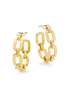 14K Yellow Gold Chain-Link Hoop Earrings