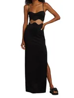 Siren Mesh-Panel Maxi Dress