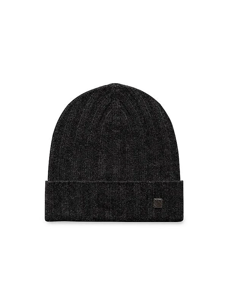 Rib-Knit Cashmere Beanie