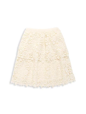 Little Girl's & Girl's Guipure Lace Tiered Skirt