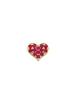 Stud Club Baby Heart 14K Gold & Ruby Single-Earring